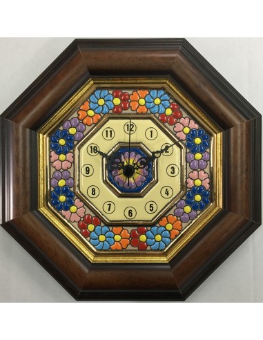 Reloj azulejo cerámica española decorativa andaluza. Con marco 22 cms. 02150501