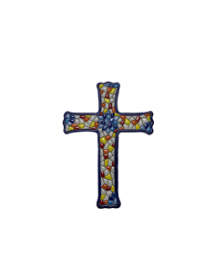 Cruz cerámica española decorativa andaluza Gaudí. 21cms...