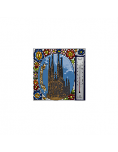 Termómetro azulejo Sagrada Familia cerámica española decorativa andaluza 15x15cms. 04158100