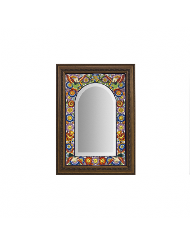 Espejo decorativo de pared cerámica  española decorativa andaluza marco nogal 38x53cms. 03450201