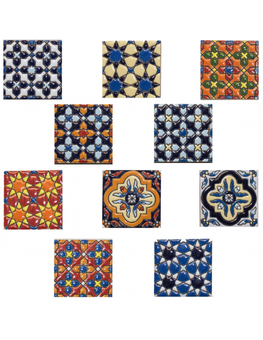 Fridge Magnets. Typical Andalusian ceramic tile 5,5cms. SET of 10 magnets. Refrigerator.