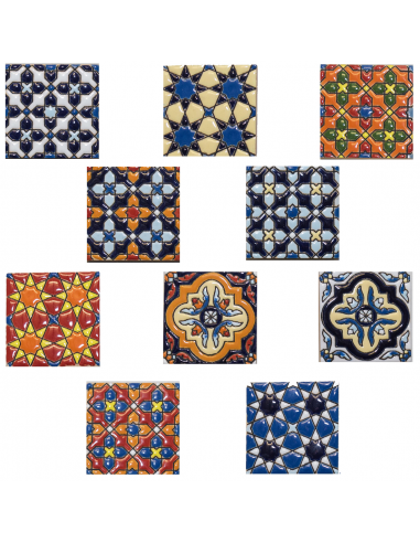 Imanes Frigoríficos Neveras. Azulejo en cerámica española típico andaluz 5,5cms. SET de 10 imanes.