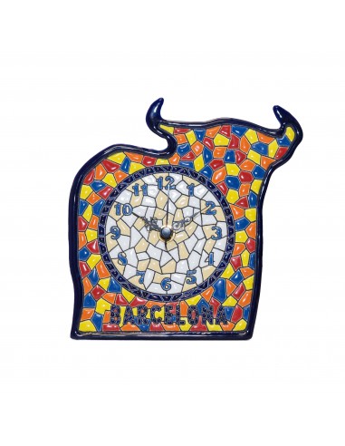 Reloj Sobremesa Gaudí Barcelona Toro. Souvenir cerámica española decorativa andaluza 13 cms. 32130300