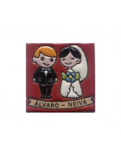 Recuerdo Boda. Lote 32 imanes Personalizados. Azulejos...