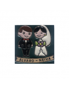 Recuerdo Boda. Lote 32 imanes Personalizados. Azulejos...