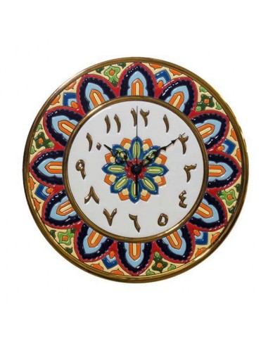 Plato Reloj Números Arábigos cerámica española decorativa andaluza 28 cms. Colección Islámica: 02287100